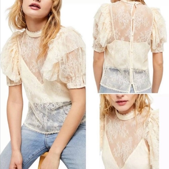 NWT Free People Secret Admirer Lace Top & Camisole - Picture 3 of 10